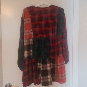 Patchwork Plaid Babydoll Dress